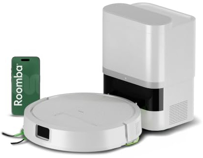 iRobot Roomba 115 Combo+Base AutoEmpty - Robot Aspirateur Laveur 2en1 - Puissance d'Aspiration 15KPa - Brosse latérale étendue - Lingette de Lavage déportée - Navigation LiDAR - Blanc