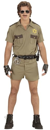 W WIDMANN MILANO Party Fashion - Polizei Kostüm Herren | Mit Hemd, Shorts und Gürtel, kalifornischer Highway-Streifenpolizist für Karneval, Mottoparty