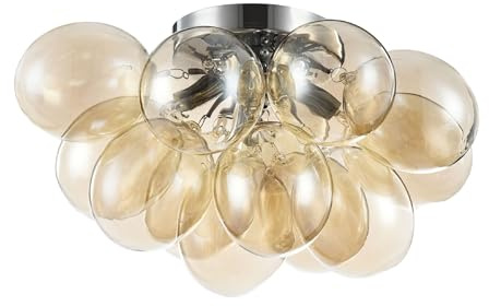 Maytoni BALBO Deckenleuchte Cognac, 4 flammige Deckenlampe mit Glaskugeln, Deckenbeleuchtung für Wohnzimmer & Esszimmer