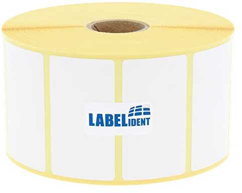 Labelident Thermoetiketten 55 x 30 mm - 2.000 Etiketten auf Rolle | thermodirekt bedruckbar, selbstklebend und stark permanent haftend für Thermodrucker