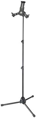 K&M 19798 Tablet-PC-Stativ Schwarz - schwenk- und drehbar bis 90° - Dreifuß - stabil und flexibel ausziehbar