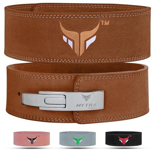 Mytra Fusion gewichthebergürtel weiße Schnalle Lifting Belt for Fitnessstudio, Fitness, Training, gewichthebergürtel Herren & Damen Gym Belt (Brown, L)