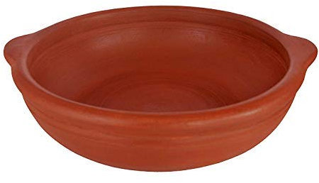 Fatto a Mano in Terracotta e Non smaltato/Argilla Organica/Fango/Mitti/Terracotta Open Kadai per Curry/dal/Preparazione Colazione e frittura - (Dimensioni: 3.5 LTR) / Kadhai