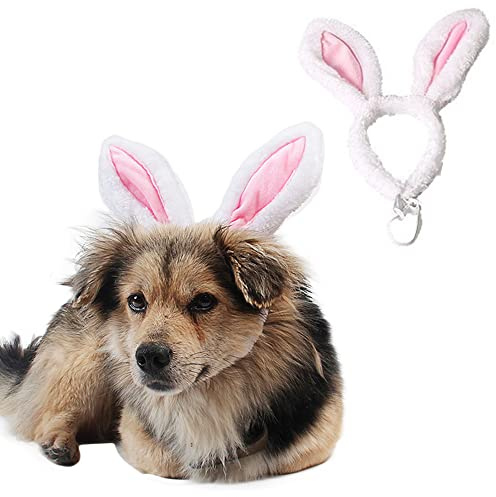 ANIAC Easter Dog Headband for Small Medium Dog,Plush Cat Hat with Bunny Ears, Cute Pet Head Accessories,Puppy Easter Costume for Cats and Small Dogs (Small/Head Girth:9.5 Inch - 11 Inch)