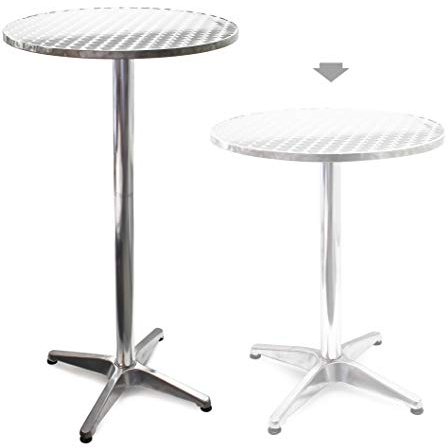 Wiltec höhenverstellbarer Stehtisch 70/110 cm Ø 60 cm, 2-in-1 Bistrotisch, Aluminium Outdoortisch, Bartisch, Partytisch