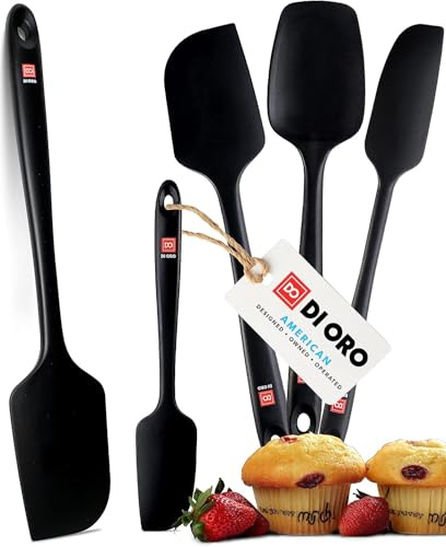 DI ORO® 5-Piece Silicone Spatula Set - 315°C Heat Resistant Non Stick Rubber Kitchen Spatulas for Cooking and Baking - Award-Winning Professional Grade Spatula Set - Best Silicone Utensil Set