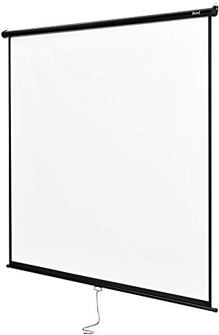 in.tec Projektionsleinwand HD 3D Beamer 113 Zoll Rollo-Leinwand selbstaufrollend 203 x 203 cm Wandmontage Deckenmontage alle Formate für Heimkino Büro Seminare
