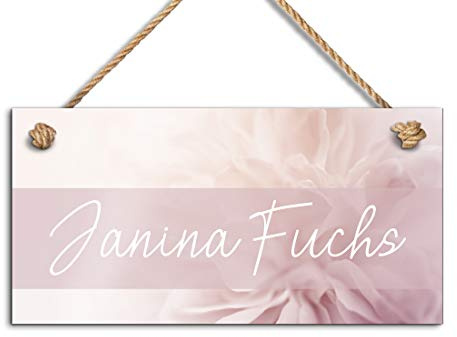 Schöne Türschilder für die Haustür 21x10 cm | bedruckt mit Ihrem Wunschtext - UV-Druck/mit Kordel in versch. Größen bedruckte Namensschilder Klingelschilder mit Namen Herzlich Willkommen