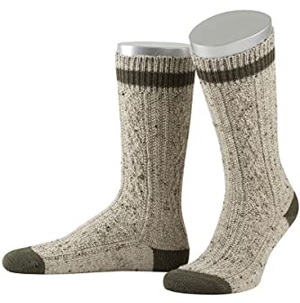 Lusana Herren Trachten-Schopper-Socke braun mit Bund braun, 211-BRAUN MEL./BRAUN (braun), 42/43