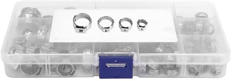 Collier de Serrage Tuyau - 100pcs Clip à ressort tuyau collier serrage durite essence Ajustable en ier Inoxydable Tuyau Pinces Clips Fixation avec Une Boîte