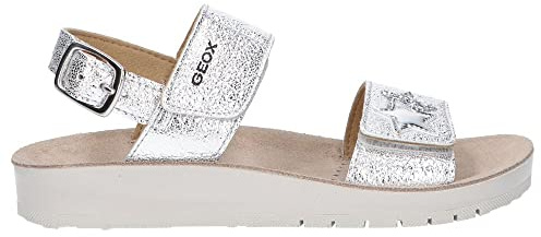 Geox J Sandal Costarei Gi, Sandalias Niñas, Plata Silver, 37 EU