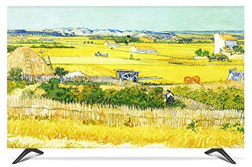 NAKAN Universal TV Dust Cover 22-80 Inch Polyester Fabric Smooth Screen Protector for LCD LED Plasma Television Art Printing Decor for Flat Curved TV(Color:FIELD,Size:80in)