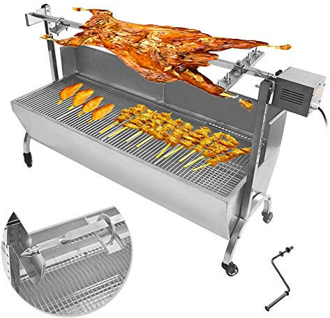 118cm Barbecue a legna BBQ a carbone in acciaio inox Maiale Agnello Capra Pollo