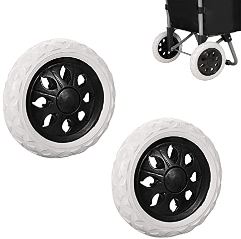 Mikqky 2 Pièces Remplacement de Roues de Caddie en Caoutchouc, Roues de Chariot en Plastique avec Mousse, Noir Hot Design Roue Chariot, pour les Caddies, les Chariots, Antidérapant