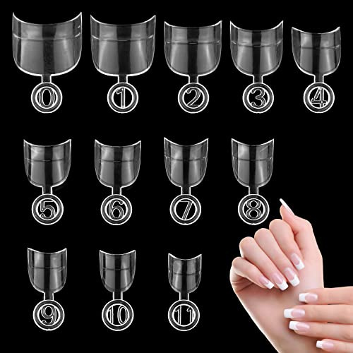 MWOOT 600 Stück Oval Kurz Fake Nageltips Künstlich Nagelspitzen, Französisch Acryl Halbe Abdeckung Falsche Nail Art Tips für Gelnägel DIY Haus Salon Maniküre Frauen Dekoration, 12 Größen (Klar)