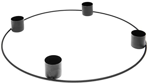 Adventskranz Metallring, 25 cm, Schwarz matt, mit 4 Kerzenhaltern