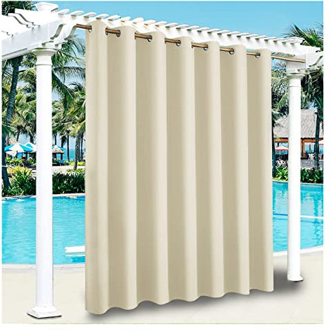 YEVENR Outdoor Vorhänge Wasserdicht Winddichte Blackout Vorhang Vorhänge Im Freien mit UV Schutz Verdunkelungsvorhang mit Ösen for Patio Balkon Pavillon Strandhaus Braun 1 Stück,122 * 244cm（W*L）