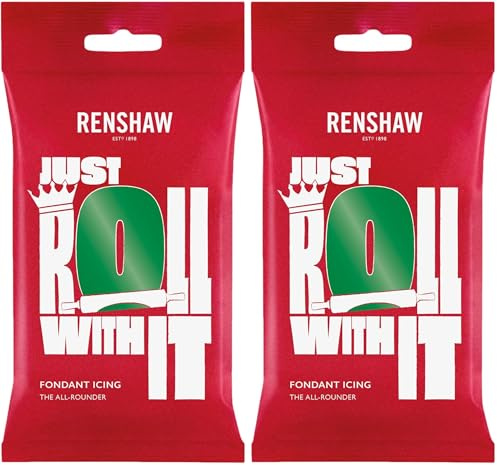 Renshaw Zuckerpaste, Fondant für Torten - Smaragdgrün, 250 g (Packung mit 2 Stück)