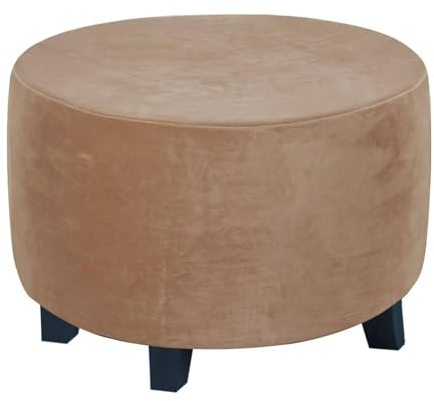 HOMDECR Samt Ottoman Schonbezug Stretch Quadratisch Fußhocker Schonbezug Faltbare Aufbewahrung Ottomane Bezüge Für Wohnzimmer Mit Elastischem Boden (Braun 2,L)