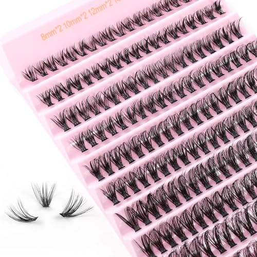 Parriparri Wimpern Extensions Natürliche 40D 8-16mm D Curl Lash Cluster | Wiederverwendbare Einzelne Wimpern Natürlich,Leicht Wimpernverlängerung,DIY zu Hause