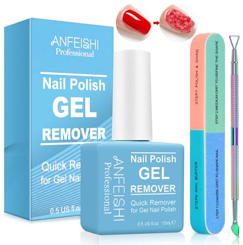 Sularpek 15ml Remover Semipermanente Unghie, Solvente per Smalto Semipermanente, Rimuovi Semipermanente Unghie, Gel Remover, con Spingi Cuticole e lima per unghie, Veloce Rimuovi Smalto Semipermanente