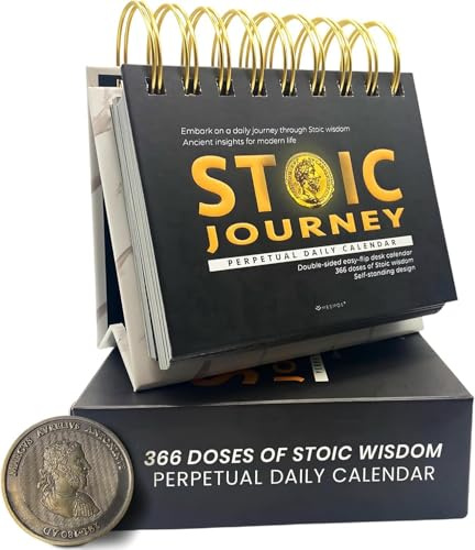 MESMOS Calendrier stoïque quotidien à 366, cadeaux inspirants pour homme, affirmations quotidiennes pour homme, décoration de bureau pour homme, cadeaux de motivation pour homme, accessoires de bureau
