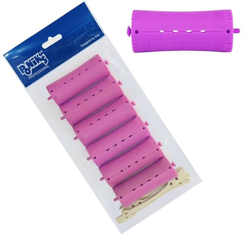 PONIK’S PROFESSIONAL Dauerwellen Wickler 34mm – Lockenwickler Set 6 Stück – Haarwickler Für Dauerwelle Mit Rundgummilaschen – Weiche Natürliche Locken Mit Volumen, Violet