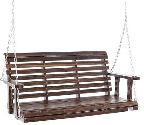 VEVOR Hollywoodschaukel Zedernholz, 1370x710x600mm, Terrassenschaukel für Hof und Garten, verbesserte Tragkraft von ca. 400 kg, robuste Schaukelstuhlbank mit Aufhängeketten für den Außenbereich, Braun