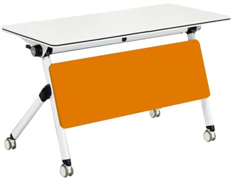 SDFVSDF Konferenztisch Konferenztisch, Klappbarer, Mobiler Schulungstisch, Tragbarer Besprechungstisch mit Leisen Feststellrollen, Platzsparender Büroschreibtisch für Seminare(Orange,160x40x75cm)