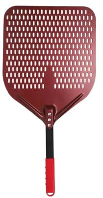 CaFfen Pelle Pizza Pelle à Pizza carrée en Aluminium anodisé Dur à Manche Court de 12 à 14 Pouces, Pelle à Pizza antiadhésive Pelle A Pizza(Red 14inch 66cm)