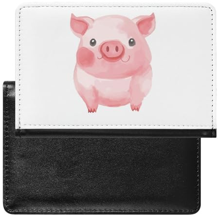 Reisepasshülle, niedliches rosa Schwein-Motiv, Reisepasshülle, PU-Passhülle, Unisex, niedliches rosa Schwein, 14 x 9 cm, Lovely Pink Pig, 5.8*3.9 IN