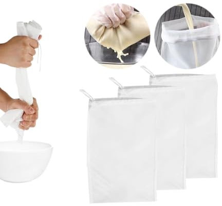 Generic 3 Pcs Muslin Cloths for Cooking, Cheese, Nut Milk, Wine, Soup Strainer, 200 Mesh, Reusable, Cotton, One Size