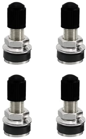 VZU 4 Stücke Autoventil, Reifenventil Ventile, Felgenventile mit Staubkappen, Tubeless Ventil, Universalventile für PKW Auto Motorräder Fahrräder, Schwarz und Silber