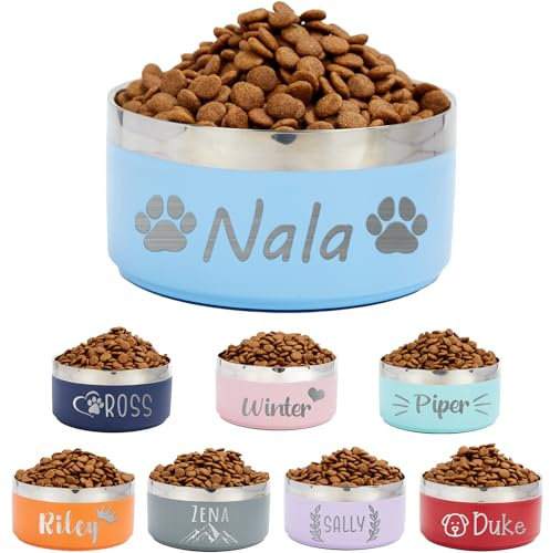 Personalisierte Hundenäpfe - 20 oz/29 oz Edelstahl-Wassernäpfe für Haustiere mit Namen, gravierter Futternapf für Welpen, Hunde und Katzen, leicht zu reinigender Hundefutternapf L