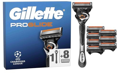 Gillette Fusion5 Proglide Rasierer Herren Nass — Inkl. 1 Gillette Nassrasierer, 8 ORIGINAL Ersatzklingen mit Neuem Everglide Gleitstreifen für Noch Sanfteres Gleiten