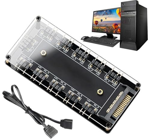 PhnkjGh Case Fan Hub | Desktop Game Chassis Lighting Controller - Unique ARGB LED Splitter Hub, 10-in-1 Suitable for PC Desktop Game Computer Motherboard