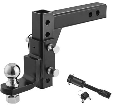 VEVOR Adjustable Trailer Hitch, Fit 2-Inch Receiver, Trailer Hitch Ball Mount with 2-Inch Ball & Pin, 7500 lbs Capacity Ball Hitch, 9-Inch Drop, Tow Hitch for Heavy Duty Truck with Carbon Steel, Black