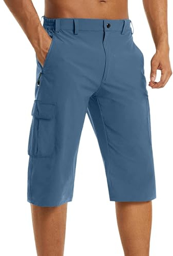 LOIJMK Short de randonnée et de marche 3/4 léger pour homme - Pantacourt fin pour le travail et l'escalade pour l'extérieur avec short - Sous-vêtements fonctionnels pour homme, BU1, M