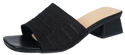 Generico Sandali Donna Mare Scarpe Donna Estive con Zeppa Pantofole estive da con Tacco Medio e Bocca di Pesce,in Maglia,Punta e Una Parola Sandali Pianta Larga Sandalo (Black,42)