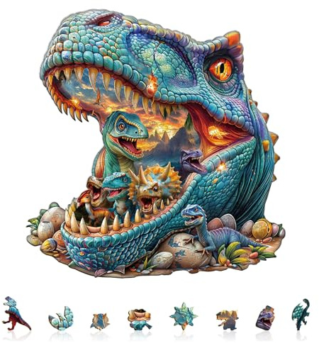 Jigfoxy Puzzle in Legno per Adulti, Puzzle di Dinosauri in Legno per Adulti, Unico Puzzle di Animali in Legno, Regali di Natale per Famiglia e Amici L-34 * 32,8cm-230pz