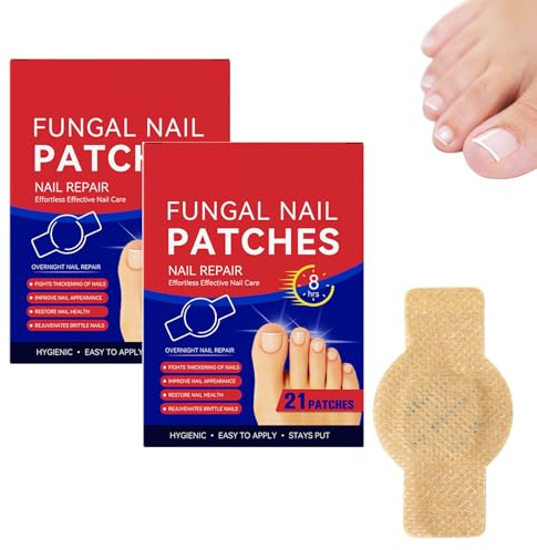 KUIRUNRX® 42 piezas Parches de Uñas Fúngicas, Parches de tratamiento de uñas de hongos, Parches de uñas de hongos, Reparación rápida y eficaz de uñas para uñas dañadas