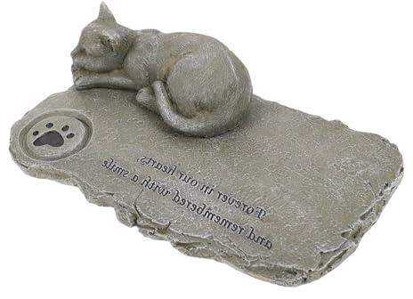 CIYODO Pierre Commémorative pour Chat Résine Durable Statue pour Animaux Décoration de Souvenir de Perdu Réconfortant