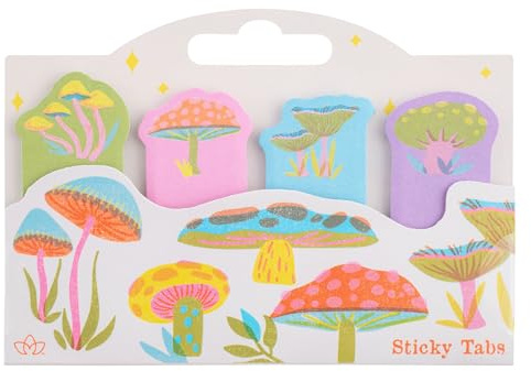 Karma, 100 Sticky Paper Tabs, Cute Page Markers, Sticky Index Tabs, Colorful Annotation Sticky Tabs, Mushrooms