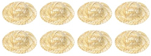 sourcing map 8 mini sombreros de paja de 3 pulgadas, sombreros de paja en miniatura para casa de muñecas, mini vaquero, lindo gorro tejido para manualidades, decoración de disfraces, accesorio de