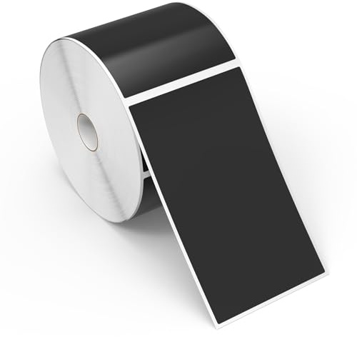 Meitaat 500 Schwarze Aufkleber Selbstklebende Etiketten 12,7 × 7,6 cm | Rechteckige, Ablösbar, Vinyl Klebeetiketten, Wasserfeste Sticker Rolle Für Umzüge, Aufbewahrung und Lagerung