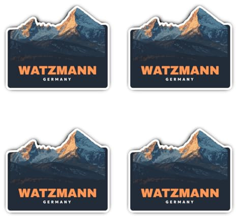 Aufkleber: 75 mm, 4 Stück - Watzmann Germany Berg Panorama Vinyl Sticker für Auto Laptop Reisekoffer