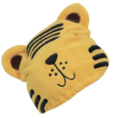 HONITANO Trockenhaube Damen Haartrocknungswickel aus Korallenvlies Schnelltrocknendes Haartuch mit Tiger Cartoonmuster Saugfähige Haar Trockenhaube für Zuhause und Reisen