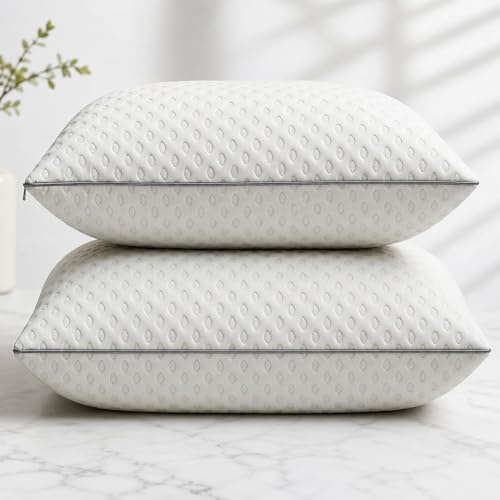 ZZZMRH Shredded Memory Foam Pillows 2 Pack for Neck and Shoulder Pain Relief, Side Sleeper Pillows Neck Support – Hypoallergenic Medium Firm, Luxury Bed Pillows 50x70cm