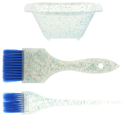 Kit de Coloration Capillaire Bol et Pinceau de Salon Bleu en Plastique | Pinceau pour Teinture Capillaire de Salon, pour Application Couleur, Usage Salon Professionnel et DIY