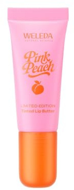 WELEDA Bio Pink Peach Limited Edition Lip Balm - Naturkosmetik Lippenbalsam mit Aprikosenkernöl & Vitamin E – Natürliche Lippenpflege mit Pfirsich/Jasmin Duft für trockene Lippen (vegan, 7 ml)